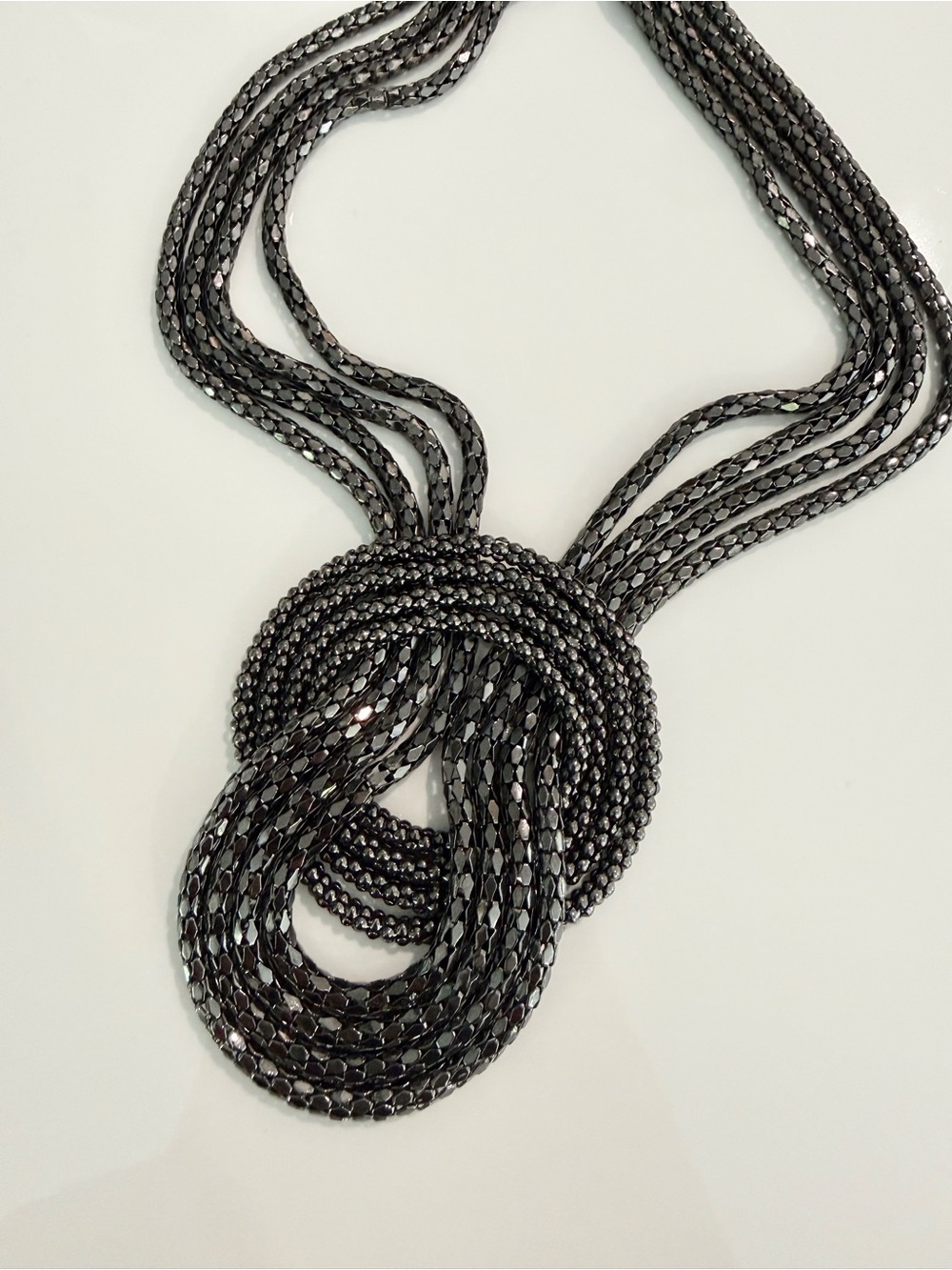 Gunmetal Black Beaded Knot Necklace